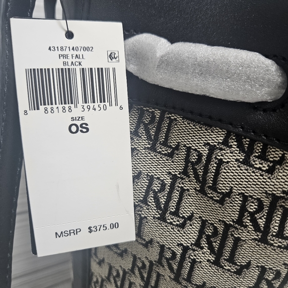 NWT, LAUREN RALPH LAURENMonogram Large Andie Drawstring Bucket Bag - Picture 6 of 7